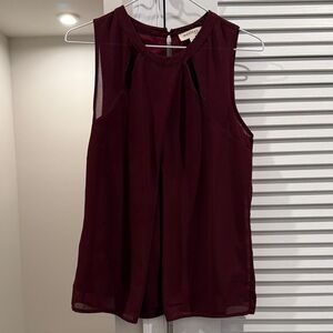 Monteau Burgundy Sleeveless Blouse